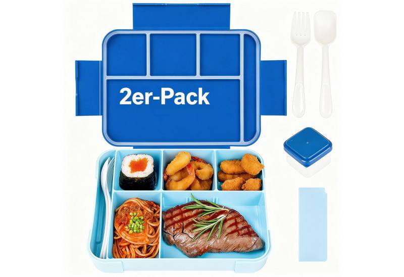 POPOLIC Lunchbox Brotdose Kinder mit Fächern,Bento Box Kinder,Auslaufsicher Lunchbox, (2-tlg., Brotbox für Mädchen & Jungen, Snackbox, 1-tlg), Perfekt für Schule, Kindergarten & Ausflüge von POPOLIC
