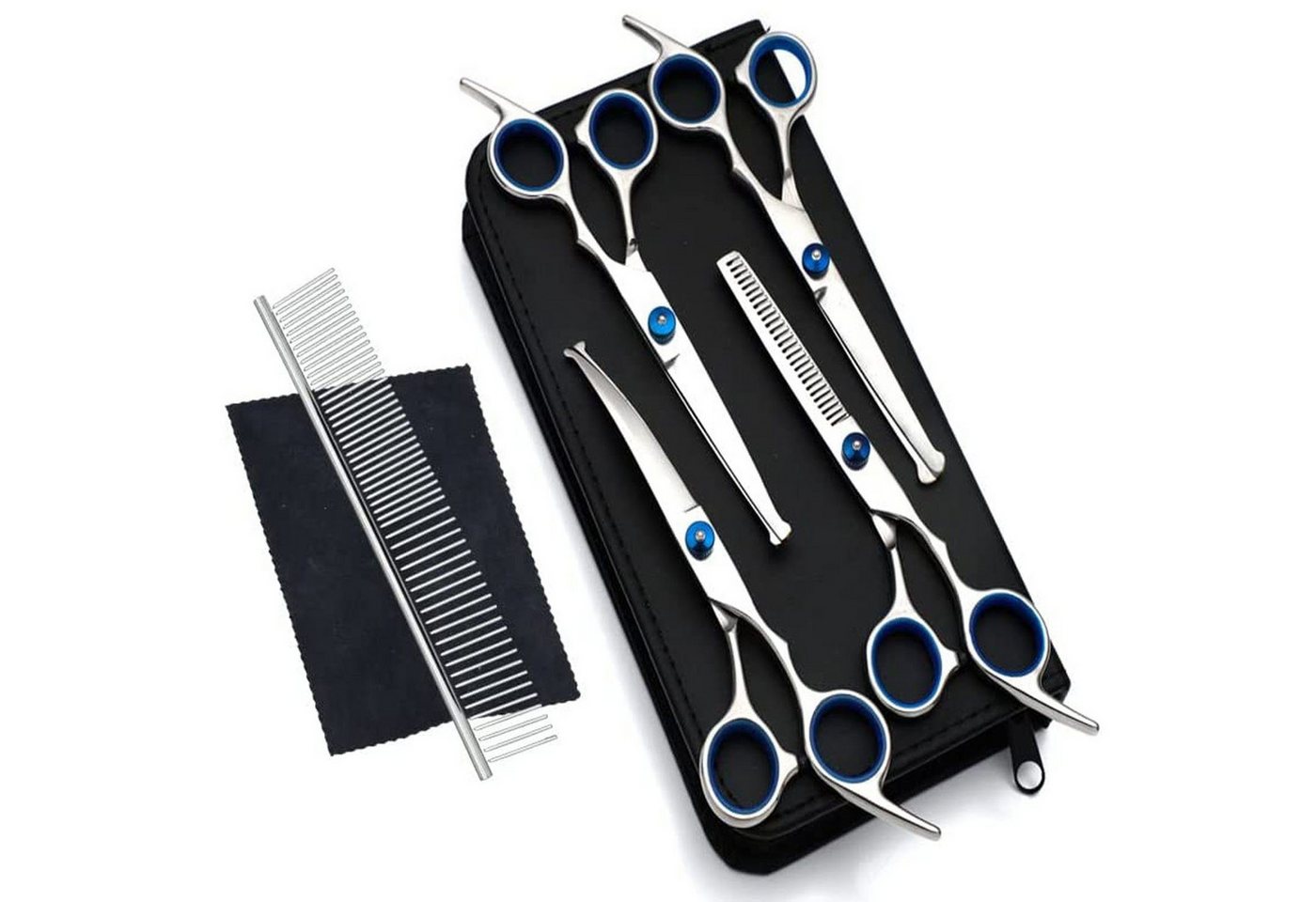 POPOLIC Scheren-Set Haarschere »Profi 6-7 Zoll Fellschere Hunde Set, (7-tlg., Hundepflegeschere), Sichere, kratzfeste Schere mit abgerundeter Spitze von POPOLIC