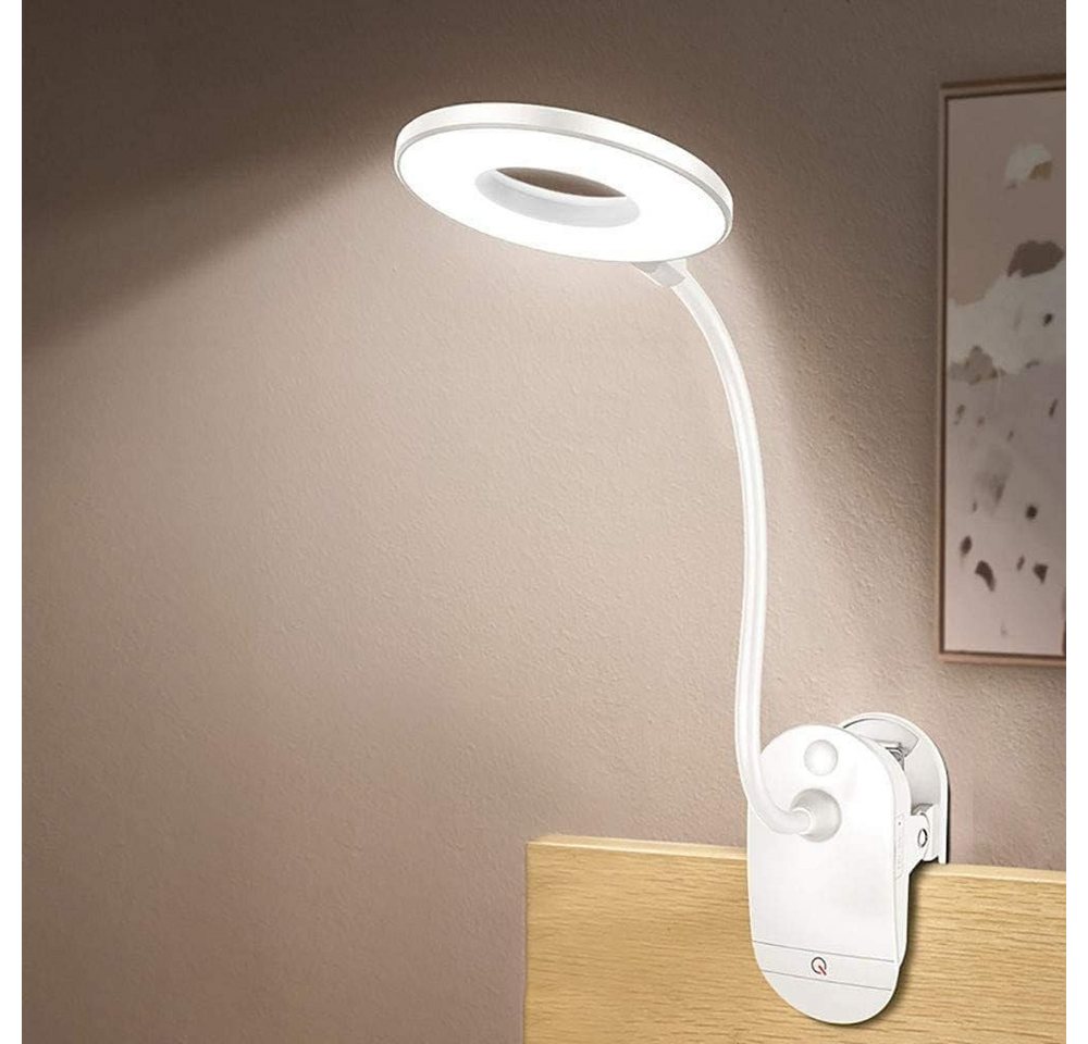 POPOLIC Schreibtischlampe Battery Powered Reading Lamp,Clip on Light for Bed, 3 Brightness Level,USB Rechargeable von POPOLIC