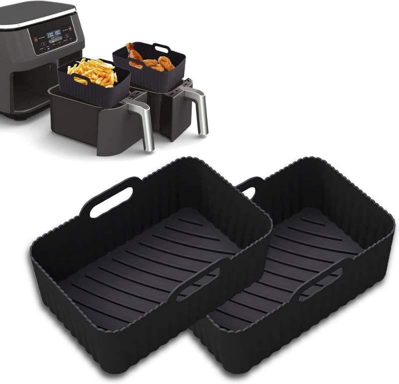 POPOLIC Silikonform Airfryer Zubehör für Ninja Foodi Max Dual Zone AF400EU AF300EU 9.5L, (Silikonform Zubehör für Double Stack XL SL400EU Heißluftfritteuse 2-tlg), Airfryer Silikonform Silikoneinsatz Air Fryer Accessories(2Pcs) von POPOLIC