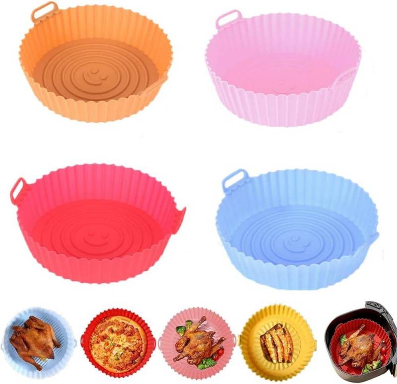 POPOLIC Silikonform Backblech Silikonformen für Heißluftfritteuse, Lebensmittelecht, (4-tlg), Wiederverwendbare Korb & Backform von POPOLIC