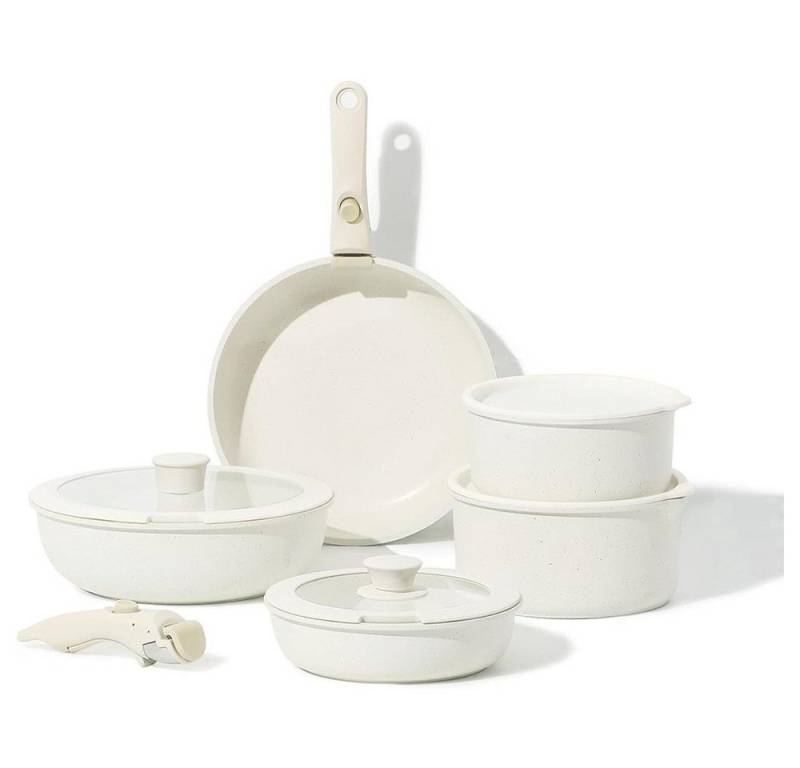 POPOLIC Topf-Set Töpfe Pfannen 11-Teilig,Topfset Pfannenset mit abnehmbaren Griffen, (1-tlg., Antihaftversiegelung,Kochen stapelbar topf Induktion,Ofenfest) von POPOLIC