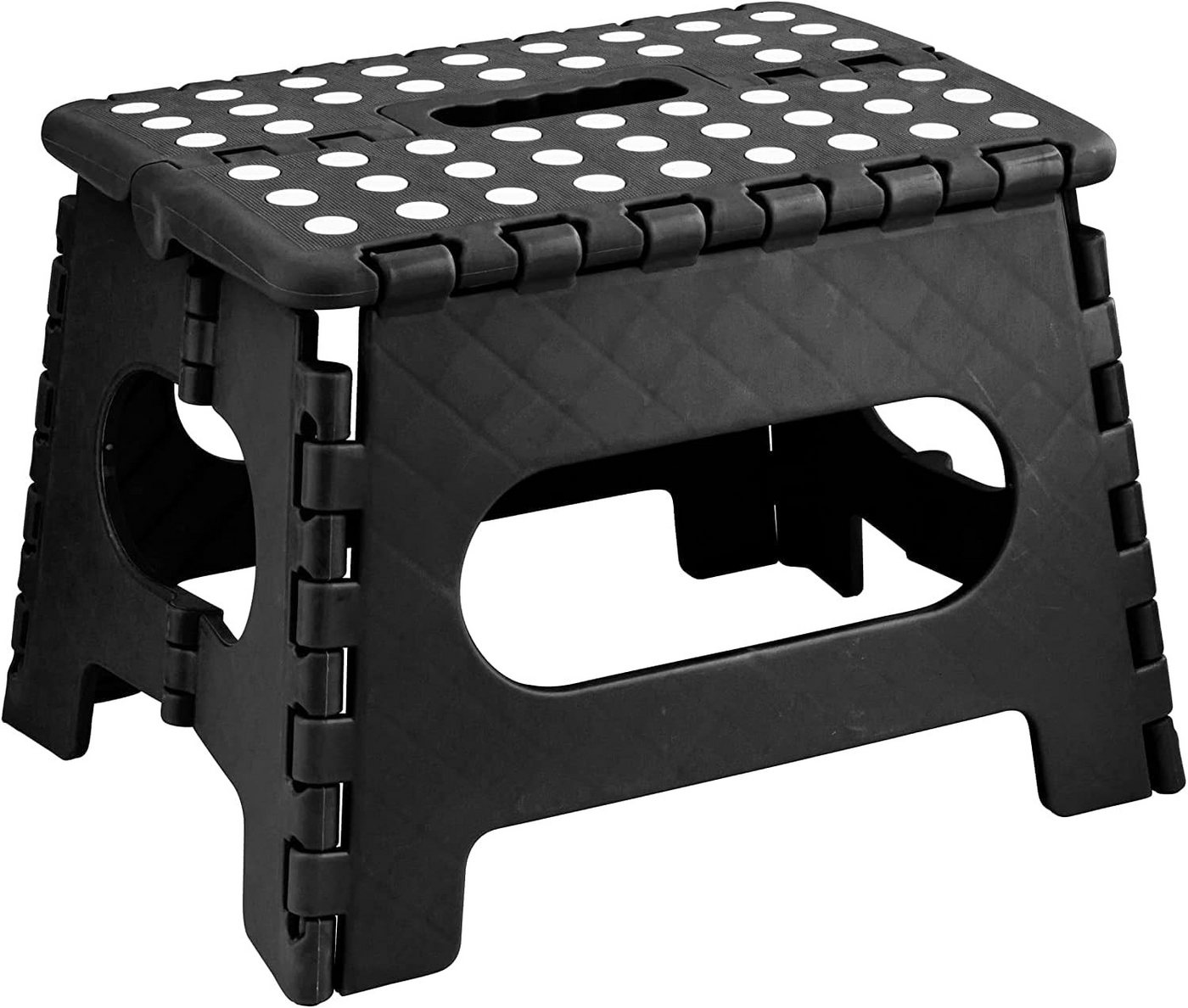 POPOLIC Tritthocker Klappbarer Tritthocker-22cm, faltbarer Kunststoffhocker, Klapphocker (rutschfester Tritthocker, leichter tragbarer Tritthocker, Klapphocker mit Tragegriff), für Küche, Bad, Garten und Außenbereich (schwarz) von POPOLIC
