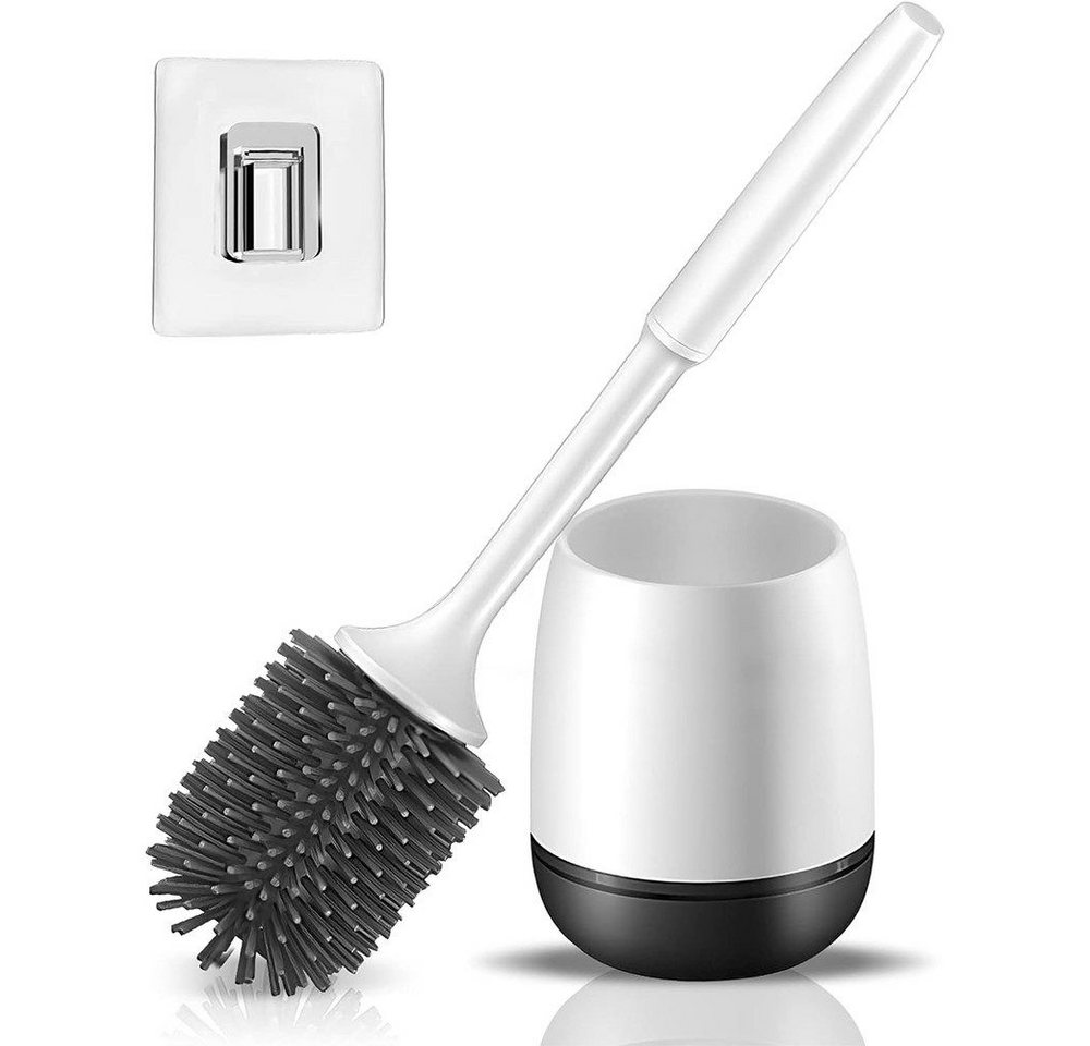 POPOLIC Wand-WC-Befestigung WC Bürste mit Halter Silikon Toilettenbürste Set Lange Stiel klobürst, (1-St., schnell trocknendem Haltersatz), für Badezimmer oder Gäste-WC Wandmontage & Stehen von POPOLIC
