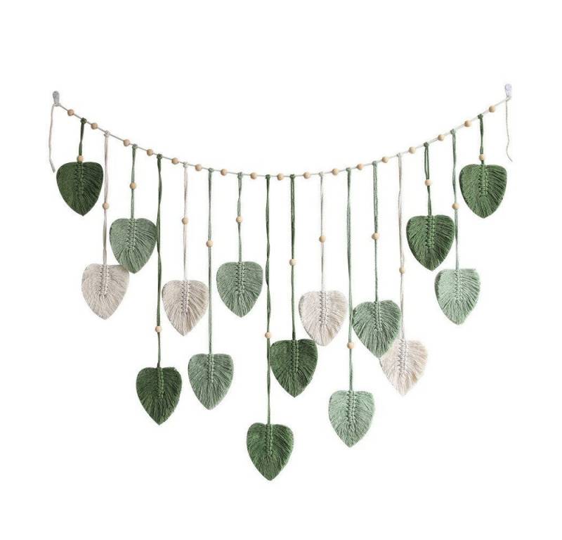 POPOLIC Wanddekoobjekt Makramee Wandbehang Wandteppich Groß Boho Deko Makramee Blätter, Wandteppich Gewebtes Wandbehang Dekor für Schlafzimmer Wohnzimmer POPOLIC Wanddekoobjekt Makramee Wandbehang Wandteppich Groß Boho Deko Makramee Blätter, Wandteppich Gewebtes Wandbehang Dekor für Schlafzimmer Wohnzimmer von POPOLIC