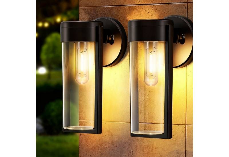POPOLIC Wandleuchte 2 Stück Wandleuchte Außen Solar, Außenleuchte, IP65 Wasserdicht, Solarlampen für Außen Wand Garten, Außenwandleuchte, Terrassenbeleuchtung, Wandlampe für Garten, Terrasse, Garage und Balkon von POPOLIC