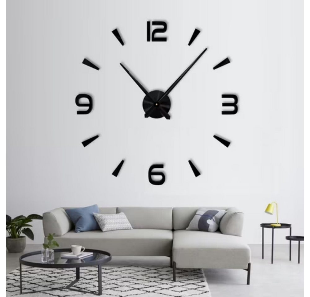 POPOLIC Wanduhr 80-130cm große einfache Wanduhr 3D Digital Silent DIY Acryl Uhr (3D gespiegelte Zahlen, freie Größe) von POPOLIC