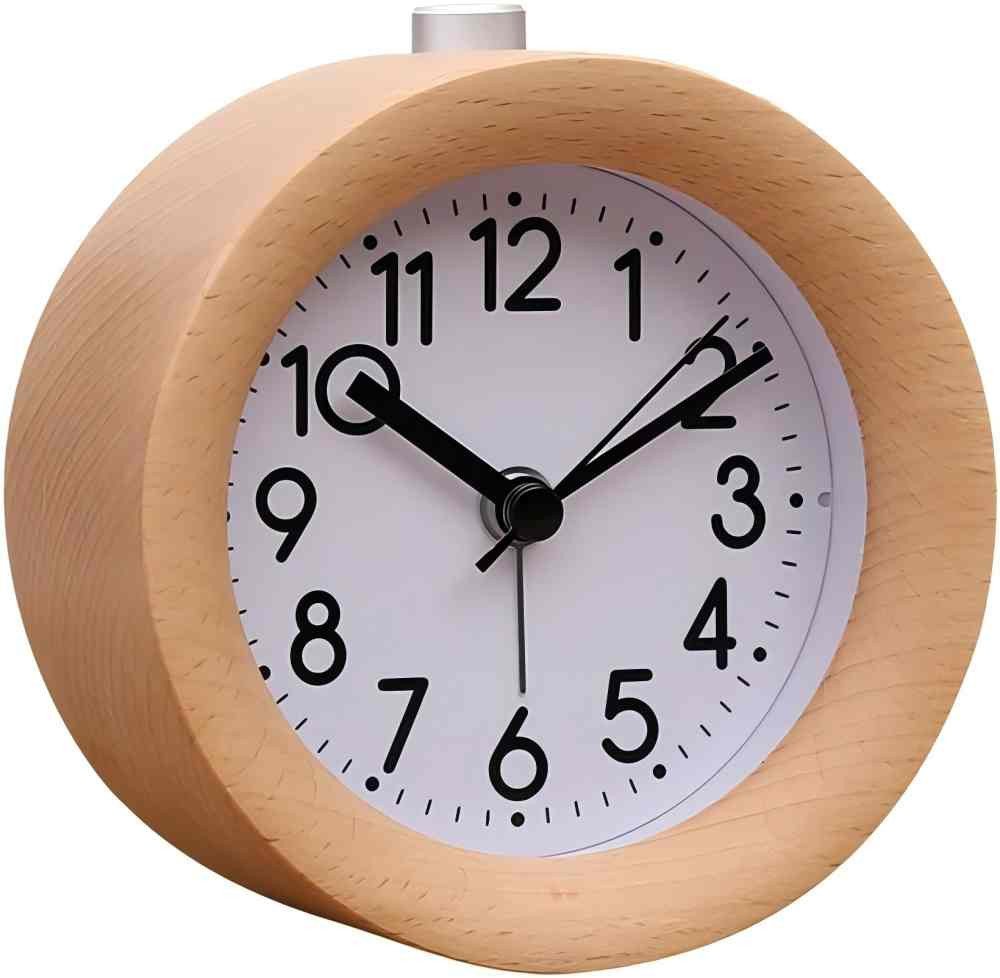 POPOLIC Wecker Wecker Analog Ohne Ticken, Wecker Holz mit Snooze, Holzwecker Nachttisch Tischuhr mit Nachtlicht, Retro Wecker Analog von POPOLIC