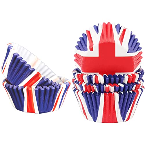 100Pcs Mini Union Jack Coronation Cupcake Cases,Paper Muffin Cake Boxes Baking Cups Dessert Holder Cupcake Liners for Street Party,Union Jack Party Britain Sporting Events Supplies von POPOYU