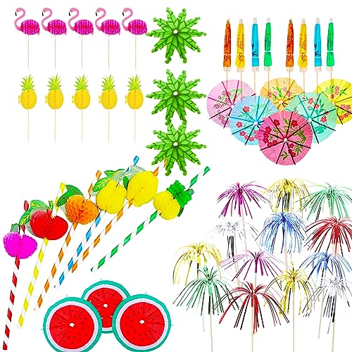 120 Stück Cocktail Schirmchen Eisschirmchen Bunte Cocktail Zubehör Cocktail Deko Strohhalme für Summer party Tropical Drinks Geburtstagsbars Obst Snacks Party Weihnachtsdekoration Dekorationen von POPOYU