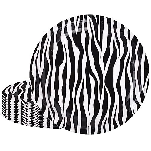 16 Stück 17,8 cm Safari Zebra Tierdruck Dessert Pappteller Einwegteller Zoo Tierdruck Party Pappteller Zebra Texture Theme Paper Plates für Babyparty Zebra-Themen-Geburtstagsfeiern Dekoration von POPOYU