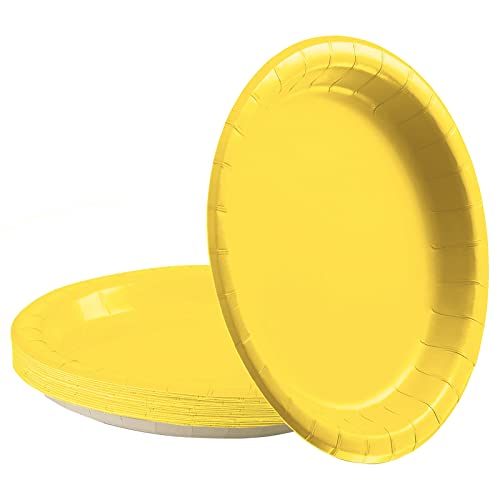 16 Stück Gelb Pappteller,23CM Rund Teller Einwegteller Gelb Einmalteller Einweg Geschirr,9inch Partyteller Einmalgeschirr Tisch Dekorationen Partygeschirr für Hochzeit Garten Geburtstag Party von POPOYU