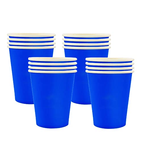 16 Stück Pappbecher,250ml Becher Papier Blau Partybecher Trinkbecher Hochzeit Einwegbecher Disposable Cups für Hochzeit,Kinder DIY,Partybedarf,Tee,Heißen und Kalten Getränken Einwegkaffee Becher von POPOYU