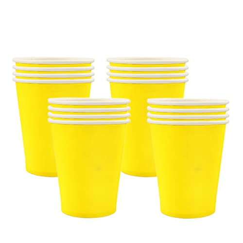 16 Stück Pappbecher,250ml Becher Papier Gelb Partybecher Trinkbecher Hochzeit Einwegbecher Disposable Cups für Hochzeit,Kinder DIY,Partybedarf,Tee,Heißen und Kalten Getränken Einwegkaffee Becher von POPOYU