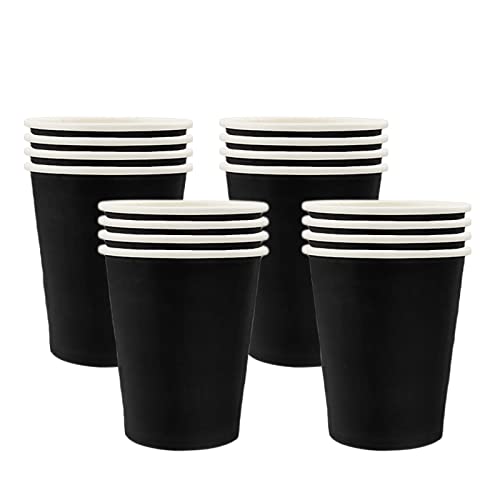 16 Stück Pappbecher,250ml Becher Papier Schwarz Partybecher Trinkbecher Hochzeit Einwegbecher Disposable Cups für Hochzeit,Kinder DIY,Partybedarf,Tee,Heißen und Kalten Getränken Einwegkaffee Becher von POPOYU