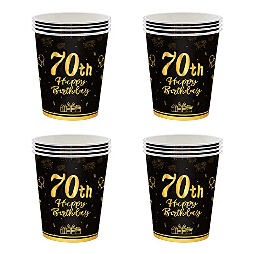16 Stücke Pappbecher 70. Geburtstag,Einwegbecher Geburtstag,Schwarz und Gold Papierbecher 235ml,Papptrinkbecher für Party Geburtstag,Happy 70th Birthday Trinkbecher Papier Set für 70. Geburtstag Party 16 Stücke Pappbecher 70. Geburtstag,Einwegbecher Geburtstag,Schwarz und Gold Papierbecher 235ml,Papptrinkbecher für Party Geburtstag,Happy 70th Birthday Trinkbecher Papier Set für 70. Geburtstag Party von POPOYU