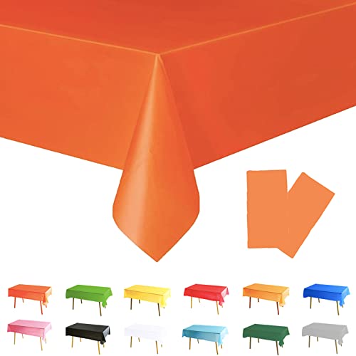 2 Stück 137 * 274 cm Einweg-Orange Tischdecke Tischdecken, Halloween-Party Rechteckige Esstischabdeckung Einweg-Tischdecken Kunststoff-Tischdecken für Halloween, Herbst, Geburtstagsfeiern Dekorationen von POPOYU
