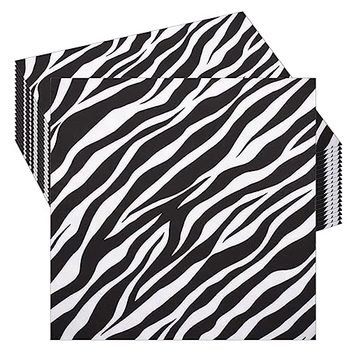 20 Stück Dschungel Safari Tierdruck Servietten 33 cm*33 cm Zebra Abendessen Papierservietten für Babyparty Textur Geschirr Abendessen Serviette für Dschungel Safari Geburtstag Party Dekorationen von POPOYU