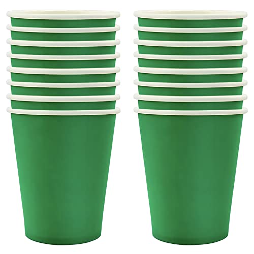 250ml Grün Papier Partybecher,16 Stück Grün Pappbecher,Trinkbecher Hochzeit Einwegbecher Disposable Cups für Hochzeit,Kinder DIY,Partybedarf,Tee,Heißen und Kalten Getränken Einwegkaffee Becher von POPOYU