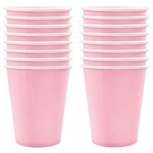 250ml Rosa Papier Partybecher,16 Stück Rosa Pappbecher,Trinkbecher Hochzeit Einwegbecher Disposable Cups für Hochzeit,Kinder DIY,Partybedarf,Tee,Heißen und Kalten Getränken Einwegkaffee Becher von POPOYU