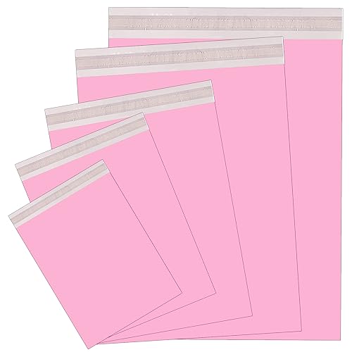 50 Stück Versandbeutel Plastik Rosa Versandtaschen 5 Größen*10PCS Versandtüten Warenbeutel,Selbstklebend und Blickdicht,Versandtüten aus Plastik für Kleidung Logistikverpackungen Transport Textilien von POPOYU