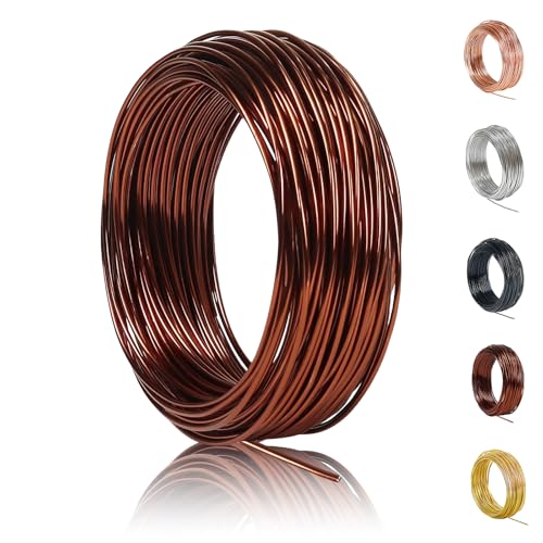 POPOYU 50m Aluminiumdraht,Basteldraht 1mm,Basteldraht Silber,Basteldraht Dünn,Metalldraht Skulptur,Basteldraht Aluminiumdraht Zum für Herstellung Bastelarbeiten,Bindedraht DIY-Skulpturen,Bronze von POPOYU