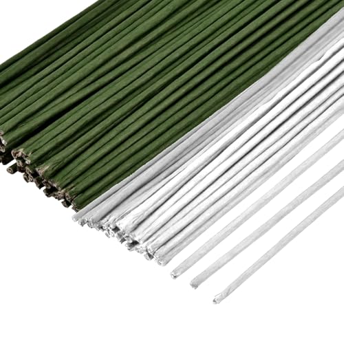 POPOYU 40 Stück Floristendraht 40 cm,1mm Blumendraht Weiß&Schwarzgrün,Blumendraht zum Basteln,Blumen Draht,DünnesBlumendraht Floristikdraht Papierummantelt für Künstliche Blumen Hochzeit Bouquet Dekor von POPOYU