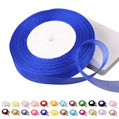 Organzaband, 45 m, Königsblau, 15 mm, durchsichtige Organzaband, Glitzer-Geschenkschleifen, transparentes Chiffonband zum Verpacken von Haarschleifen, Hochzeit, Weihnachtsbaum, Kuchendekoration Organzaband, 45 m, Königsblau, 15 mm, durchsichtige Organzaband, Glitzer-Geschenkschleifen, transparentes Chiffonband zum Verpacken von Haarschleifen, Hochzeit, Weihnachtsbaum, Kuchendekoration von POPOYU