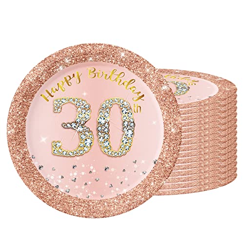 Pappteller 30 Geburtstag,16 Stück Einwegteller Geburtstag,18cm Pappteller Einweg für Junge mädchen,Rosé und Gold Pappteller für Party Geburtstag,Happy 30th Birthday Einwegteller für 30. Geburtstag Pappteller 30 Geburtstag,16 Stück Einwegteller Geburtstag,18cm Pappteller Einweg für Junge mädchen,Rosé und Gold Pappteller für Party Geburtstag,Happy 30th Birthday Einwegteller für 30. Geburtstag von POPOYU