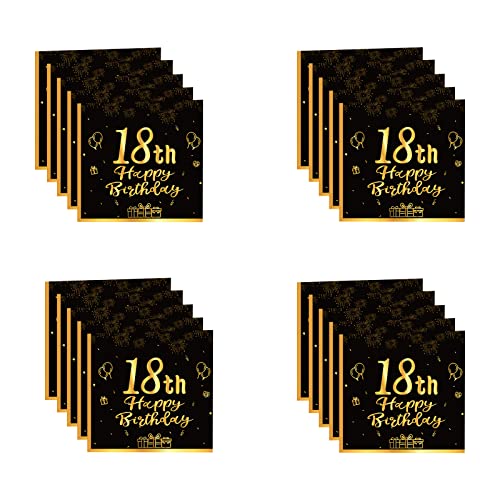 Servietten 18 Geburtstag,20 Stück Papierserviette Geburtstag,33 x 33 cm Geburtstagsservietten,Schwarz und Gold Tischdekoration für Party Geburtstag,Happy 18th Birthday Paper Napkins für 18. Geburtstag Servietten 18 Geburtstag,20 Stück Papierserviette Geburtstag,33 x 33 cm Geburtstagsservietten,Schwarz und Gold Tischdekoration für Party Geburtstag,Happy 18th Birthday Paper Napkins für 18. Geburtstag von POPOYU