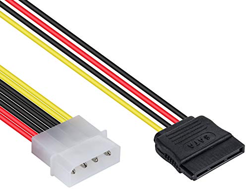 POPPSTAR 10 cm Sata 3 Strom-Adapter-Kabel (Stromkabel Anschlusskabel 4-pin Molex Stecker auf 15-pin Sata Buchse) von POPPSTAR