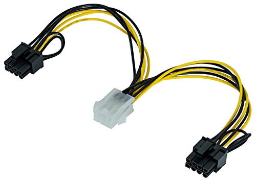 POPPSTAR 1x 20 cm PCI-Express Y Grafikkarten-Stromkabel (Stromstecker 6-pol Buchse auf 2x 6+2-pol PCIe (m)), Y-Adapter für Stromversorgung von POPPSTAR