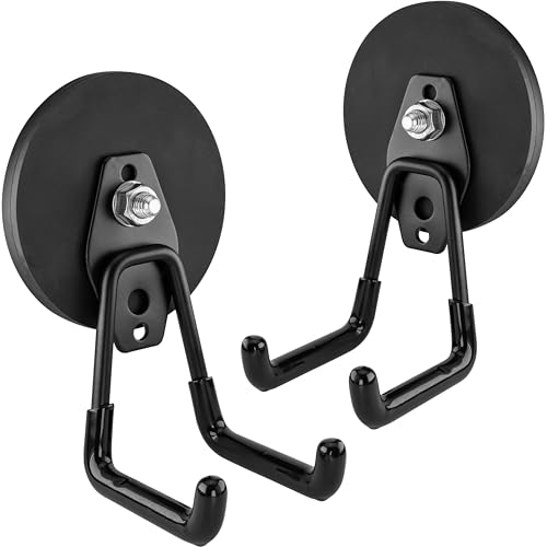 POPPSTAR 2 Garagenhaken magnetisch (rund Ø 88 mm, Zugkraft 42 kg, Höhe 80 mm), Farbe: schwarz von POPPSTAR