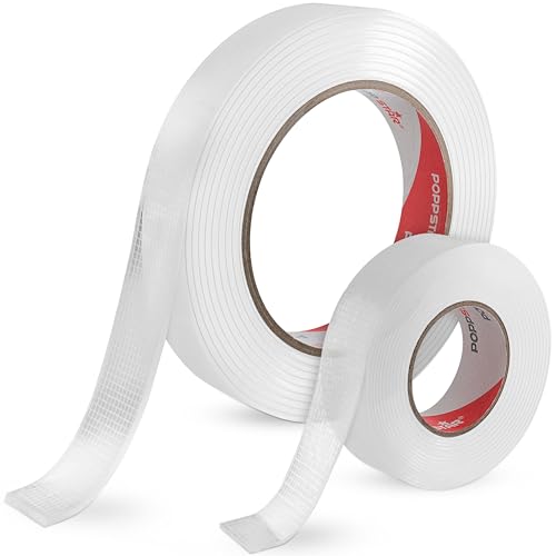 POPPSTAR 2 Rollen doppelseitiges Klebeband (3 m x 2 cm x 1 mm/2 mm) Nano-Klebeband, transparent von POPPSTAR