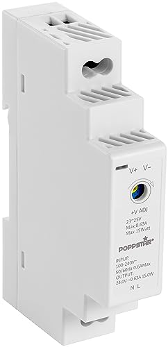 Poppstar Hutschienen-Netzteil P-15-24- 24V 15W (Input 100-240 V AC 50/60 Hz, Output 24 V DC 0,63 A max. 15 W) von POPPSTAR