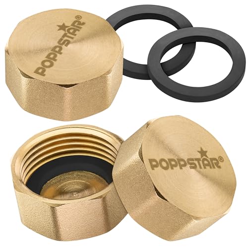 Poppstar 3 Messing Stopfen 1 Zoll Innengewinde (BSP G 1" (30,3m), bis 50 bar, Sechskant), 3 Dichtringe (30,5mm) von POPPSTAR