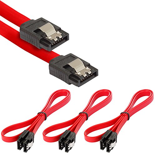 POPPSTAR 3x SATA Kabel SSD/HDD (0,5m SSD Datenkabel/SATA 3 Kabel SSD, 2 gerade Stecker) bis zu 6 Gbit/s, rot von POPPSTAR