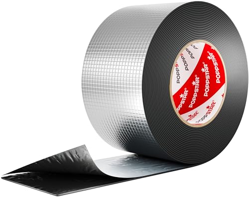 POPPSTAR Alu Butyl Klebeband (10 m x 75 mm x 1,5 mm) Aluminium Dichtband selbstklebend von POPPSTAR