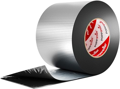 Poppstar Alu-Butylband (10m x 100mm x 1,2mm) Super wasserdichtes Klebeband für Außen - Butyl Dichtband für Wohnmobil, Dachrinnen-Reparaturband uvm. von POPPSTAR