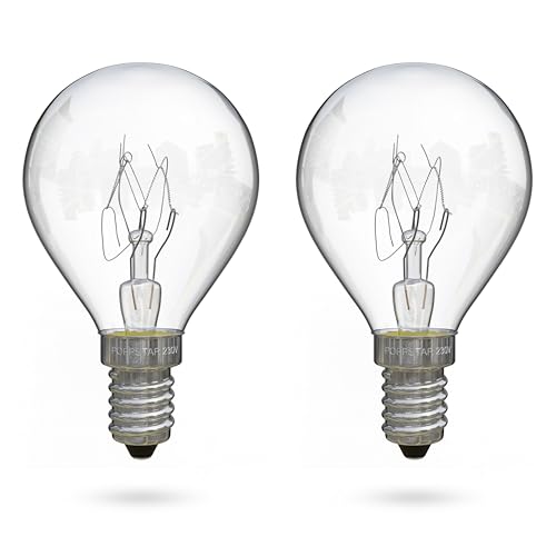 POPPSTAR Backofenlampe E14, G45, 25W hitzebeständig bis 300 Grad (2400K warmweiß, 180lm), 2er-Pack von POPPSTAR