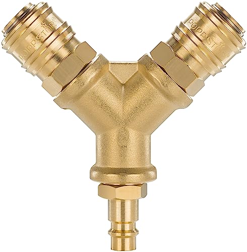 Poppstar Druckluftverteiler 2-fach mit Schnellkupplungen 3/8" (Standard Druckluftanschluss NW 7,2) von POPPSTAR