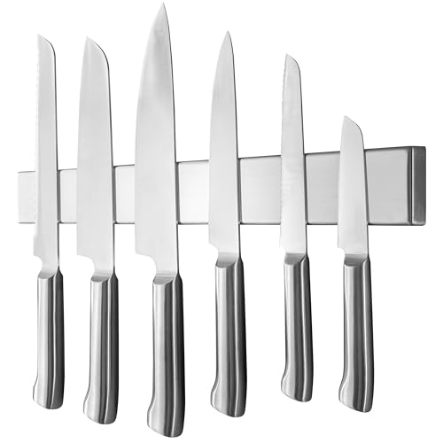 Poppstar Edelstahl Messer Magnetleiste 40cm mit extra starkem Magnet, silbern, selbstklebend von POPPSTAR
