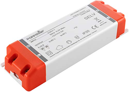 Poppstar LED Trafo Transformator 230V AC / 12V DC 2,5A für 0,3 bis 30 Watt LEDs von POPPSTAR