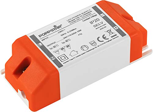 Poppstar LED Trafo Transformator 230V AC / 24V DC 0,625A für 0,15 bis 15 Watt LEDs von POPPSTAR