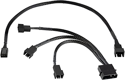 POPPSTAR Lüfter Kabel Set 12V (15cm 2-Pin Y-Kabel 1x Molex Stecker auf 3x Stecker) + 30cm 3-Pin Verlängerungskabel, zum Anschluss von Gehäuselüftern an ein Netzteil von POPPSTAR
