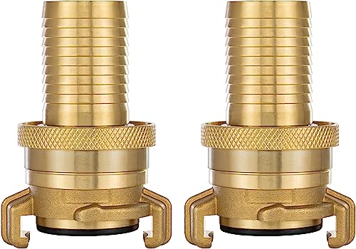 Poppstar Messing Saug- und Hochdruckkupplung, 2 Stück (1 1/4 Zoll Schlauchtülle) mit Dichtung und Kontermutter, für 31,8mm Schlauch-Innendurchmesser von POPPSTAR