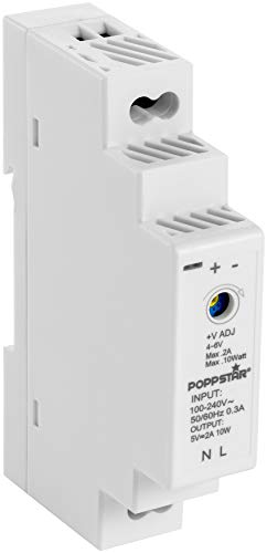 Poppstar Hutschienen-Netzteil P-15-5- 5V DC 2A 10W (Input 100-240 V AC 50/60 Hz) 18 * 90 * 58mm von POPPSTAR