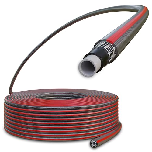 Poppstar PVC Gartenschlauch 50m, 12mm ID 17mm AD (1/2 Zoll), 4-lagig, Betriebsdruck max. 8 bar, flexibler Gartenwasserschlauch von POPPSTAR