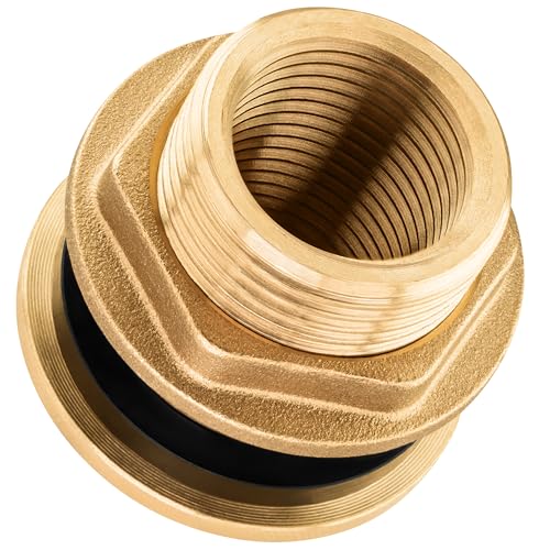 Poppstar Regentonnendurchführung, 3-teilig, Fassdurchführung 1/2 Zoll (19 mm) Innengewinde, Messing, inkl. Dichtung von POPPSTAR