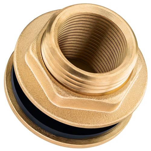 Poppstar Regentonnendurchführung, 3-teilig, Fassdurchführung 3/4 Zoll (24 mm) Innengewinde, Messing, inkl. Dichtung von POPPSTAR